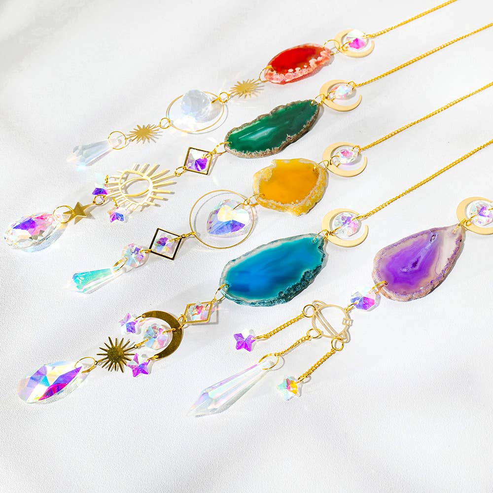 Creative Agate Sun Catcher Hanging: Purple