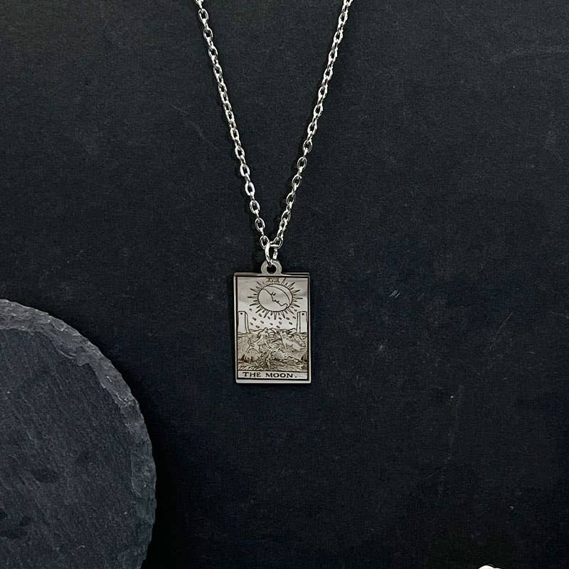 Stainless Steel Tarot Necklaces: THE MOON