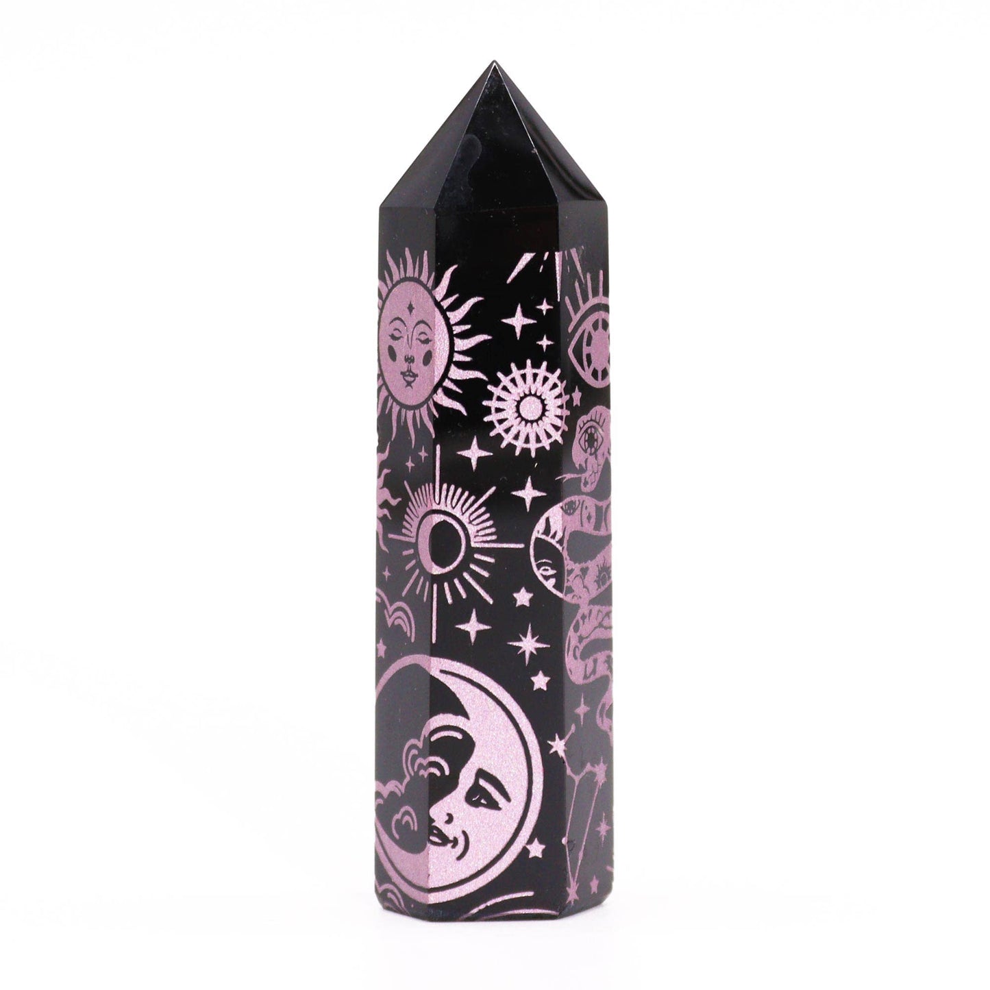 Mystic Story Black Obsidian Point - Rose Pink