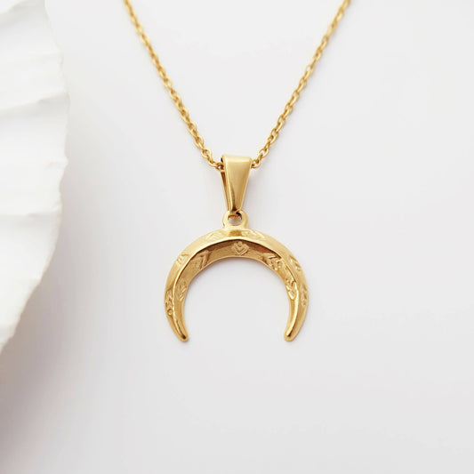 Bohemian Gold Moon Necklace - Waterproof