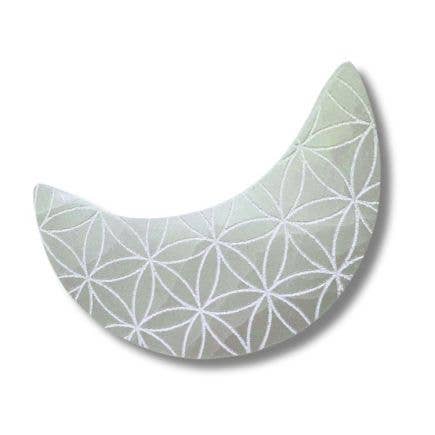 Selenite Moon with Mandala