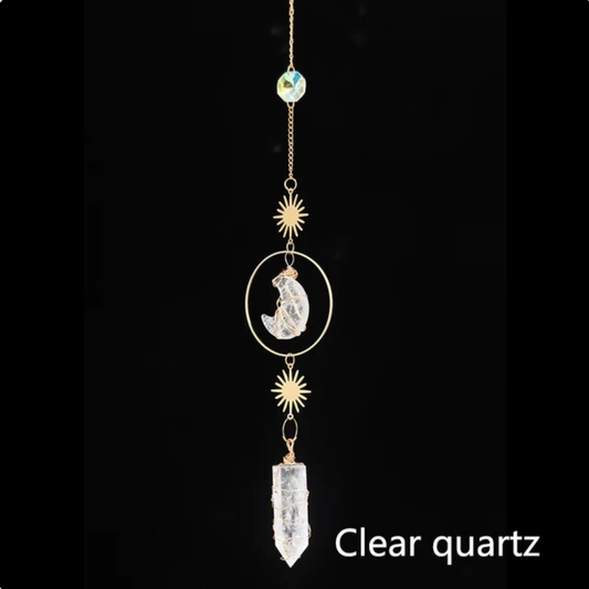 Natural Moon Crystal  Suncatcher Pendulum: Clear Quartz