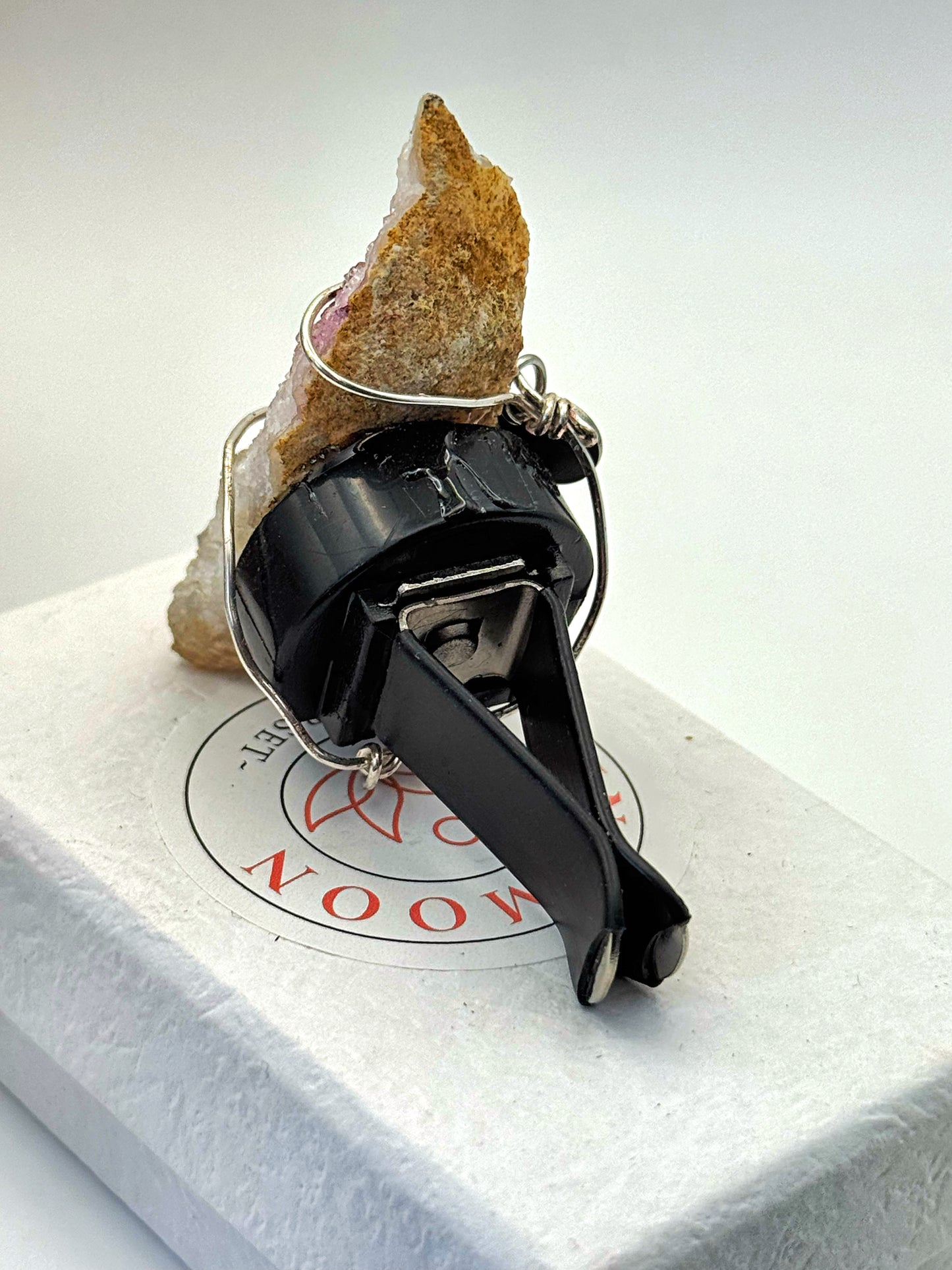 Car Charm Clip - Rough Quartz with aura enhancement