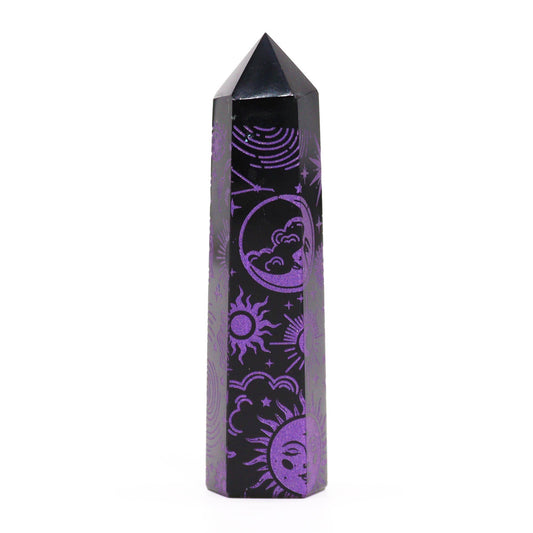 Mystic Story Black Obsidian Point- Deep Purple