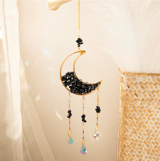 Moon Suncatcher Crystal Prism Decor: Black