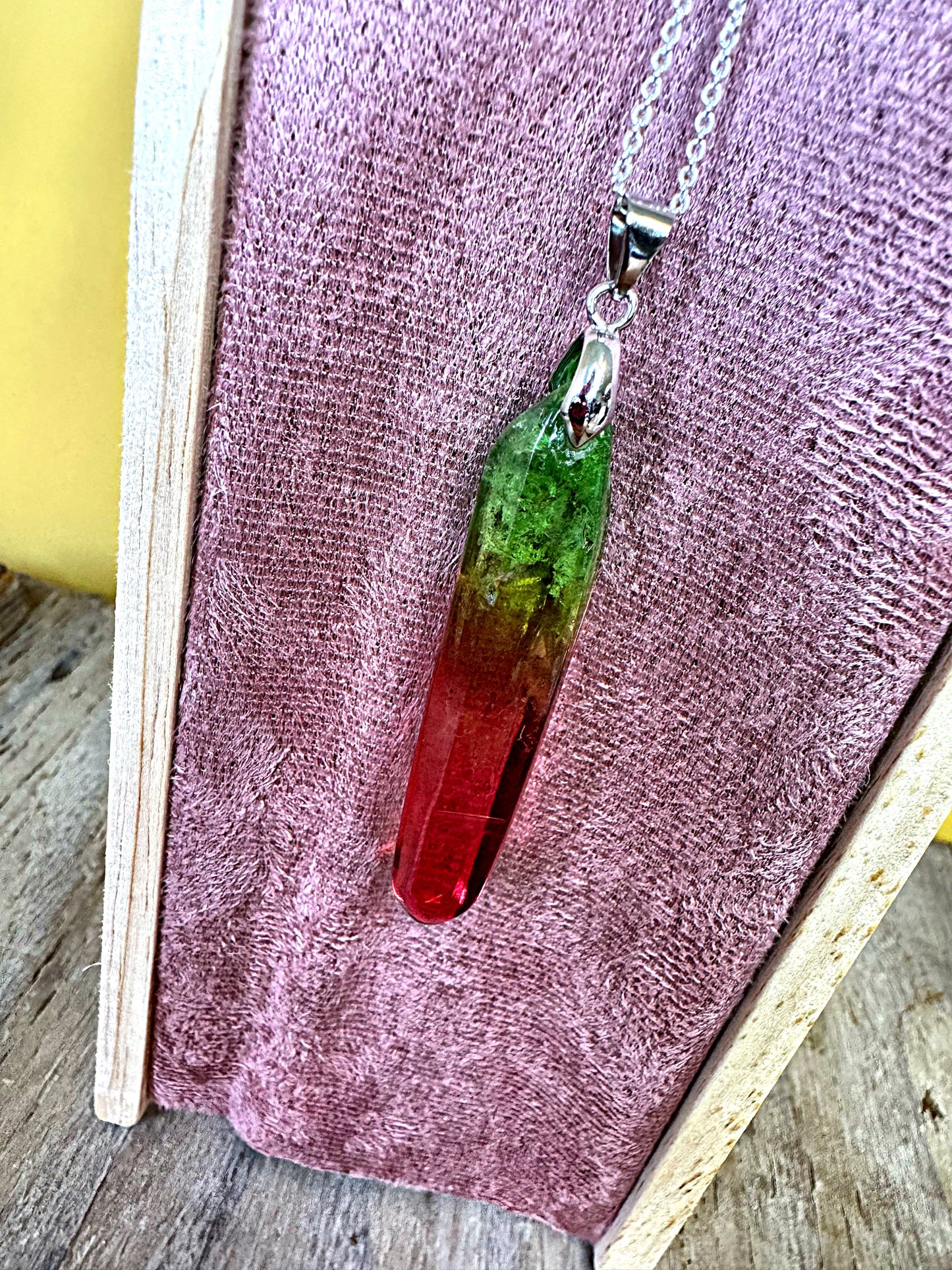 Unicorn Rainbow Quartz Pendant and chain- Green