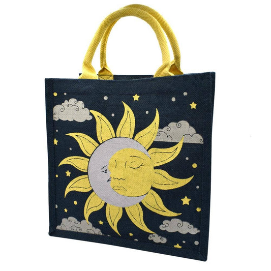 Jute Shopping Bag, Sun and Moon 30x30cm