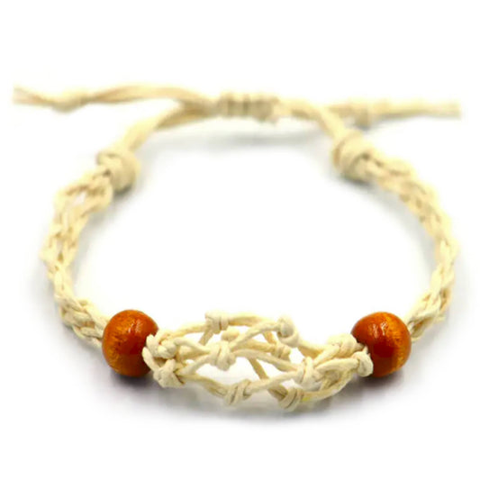 Macrame adjustable gemstone bracelet - Natural
