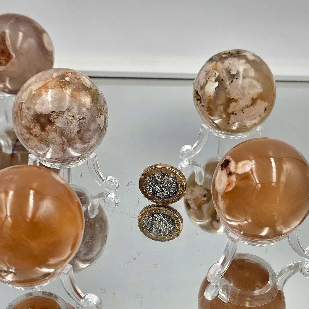 Small Flower Agate Crystal Spheres