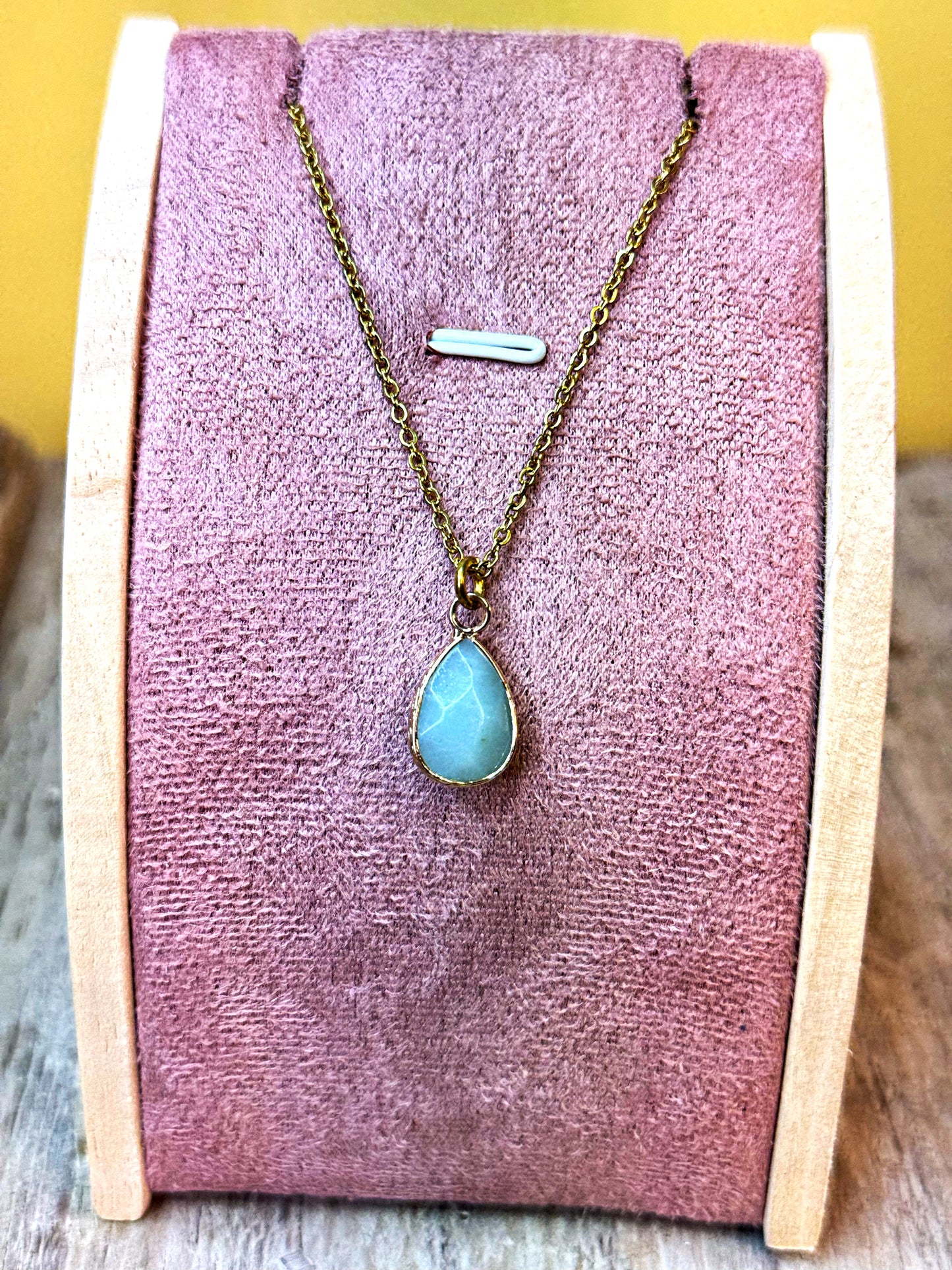 Dainty Drop Necklace: Amazonite