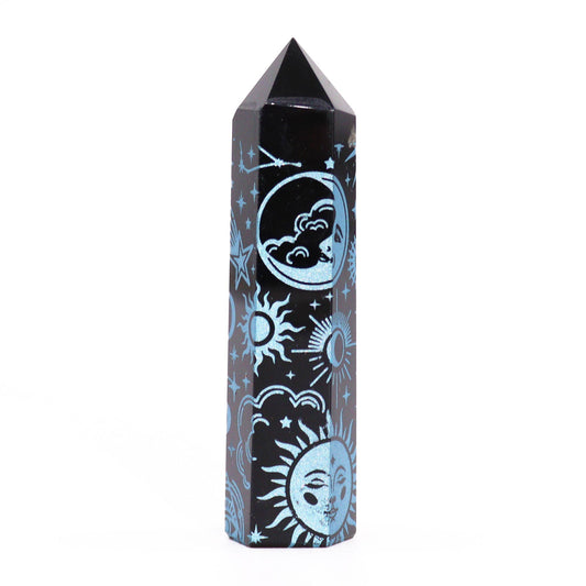 Mystic Story Black Obsidian Point- Sky Blue