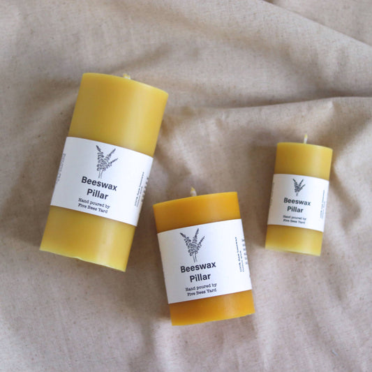 Beeswax Pillar Church Candle | 9cm (h) x 4.5cm (w)