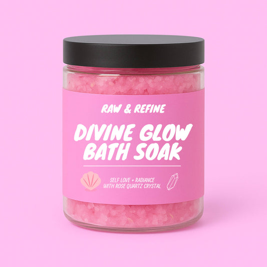 Divine Glow Bath Soak - Self Love Ritual Bath Salts - Rose Quartz Crystal Infused
