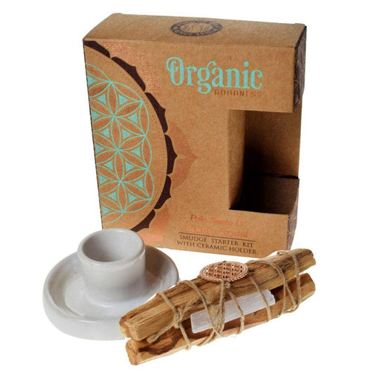 Organic Smudge Starter Kit with ceramic bowl