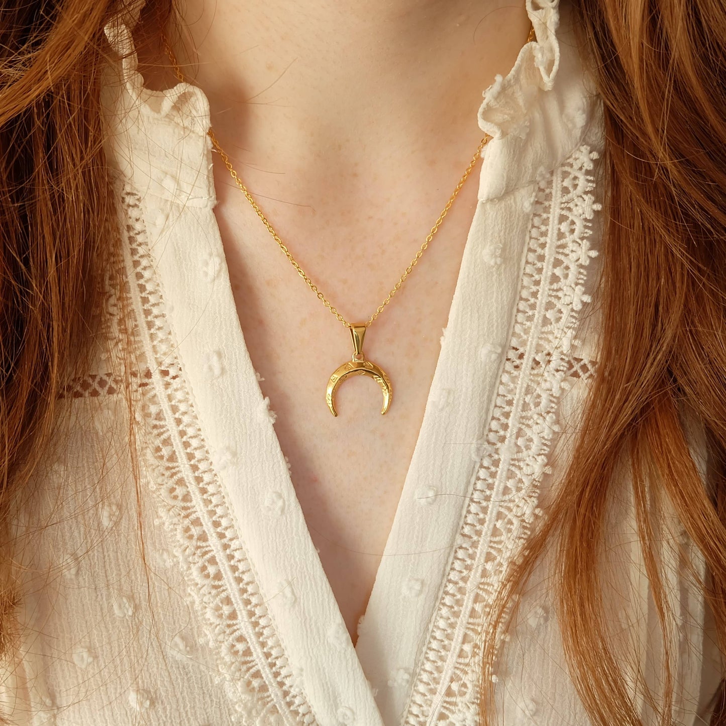Bohemian Gold Moon Necklace - Waterproof