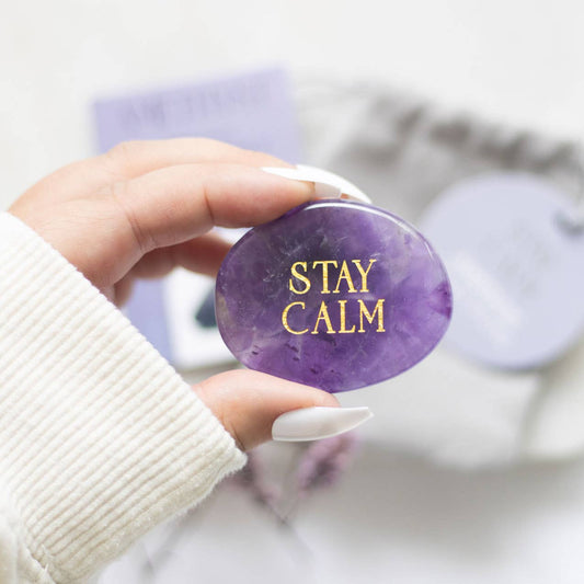 Stay Calm- Amethyst Crystal Palm Stone
