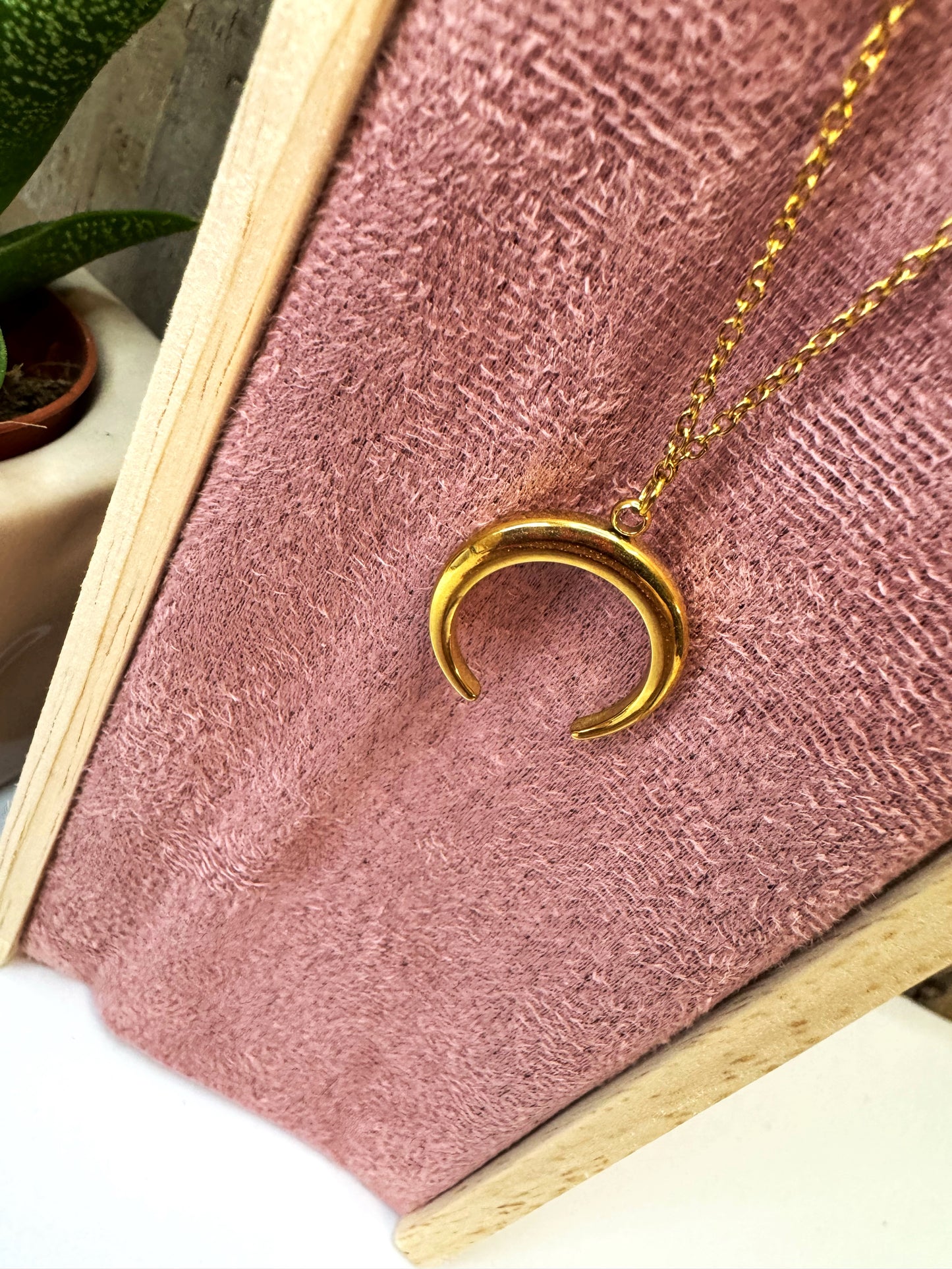 Crescent Moon Necklace- Gold Plated