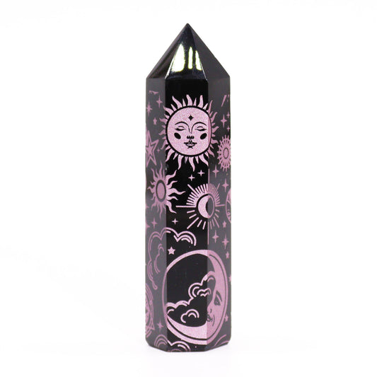 Mystic Story Black Obsidian Point - Rose Pink
