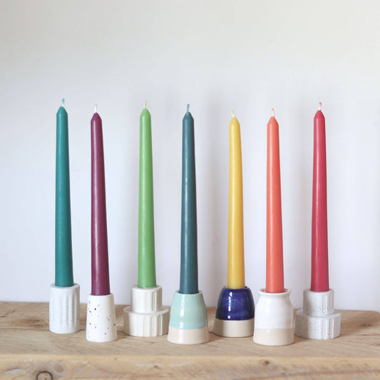 Tapered Beeswax Dinner Candles | Petrol Blue