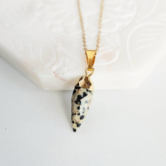 Dalmatian Jasper Gemstone Spike Necklace