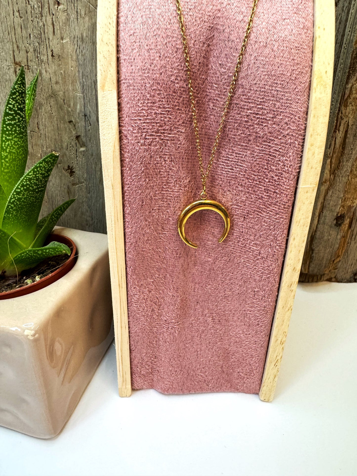 Crescent Moon Necklace- Gold Plated