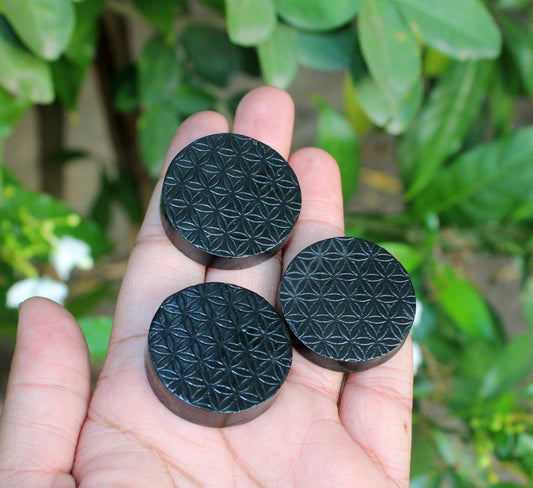 Natural Shungite Round Flower of Life