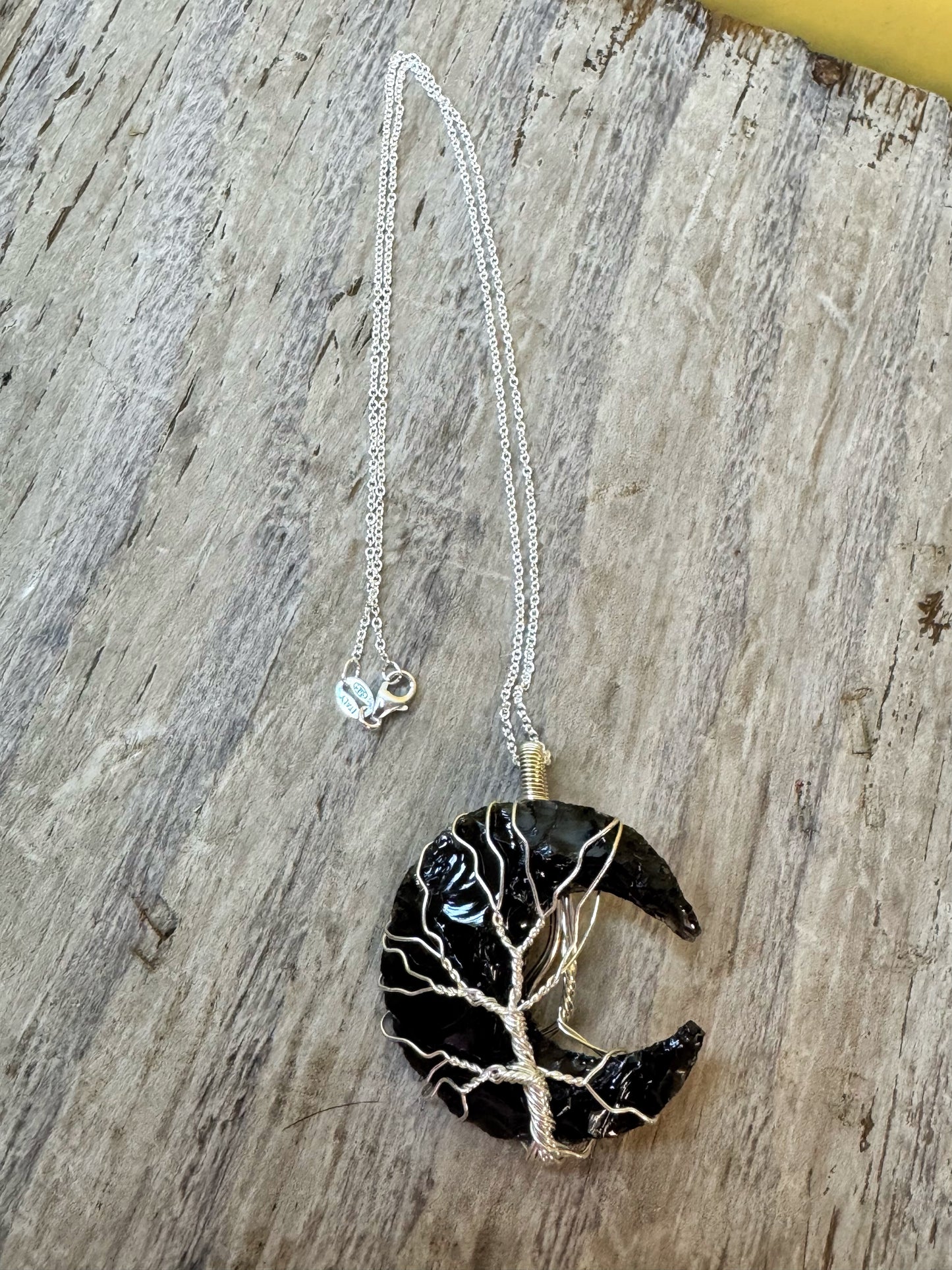 Black Obsidian Crescent Moon necklace