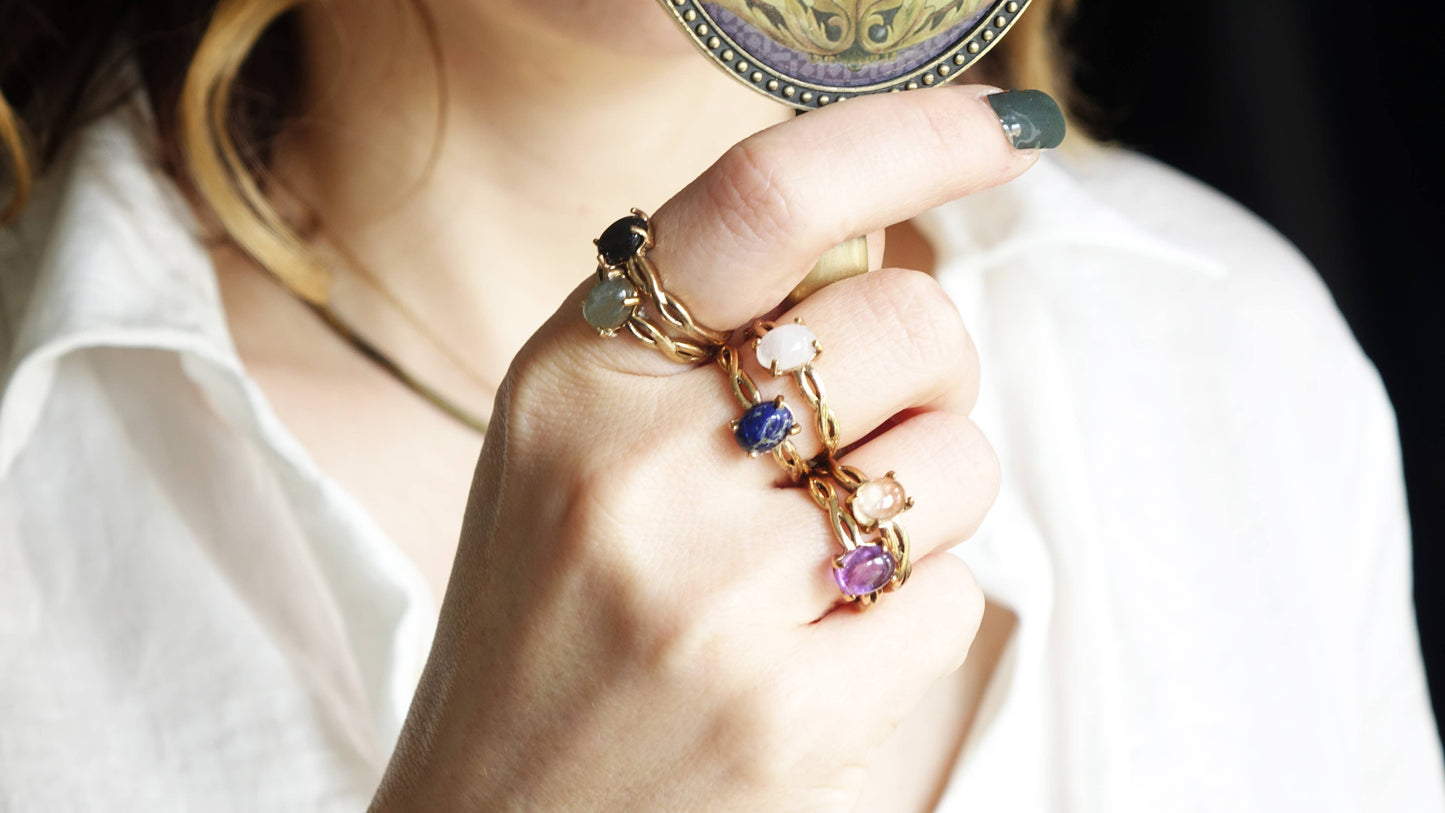 Lapis Lazuli Crystal Stone Ring