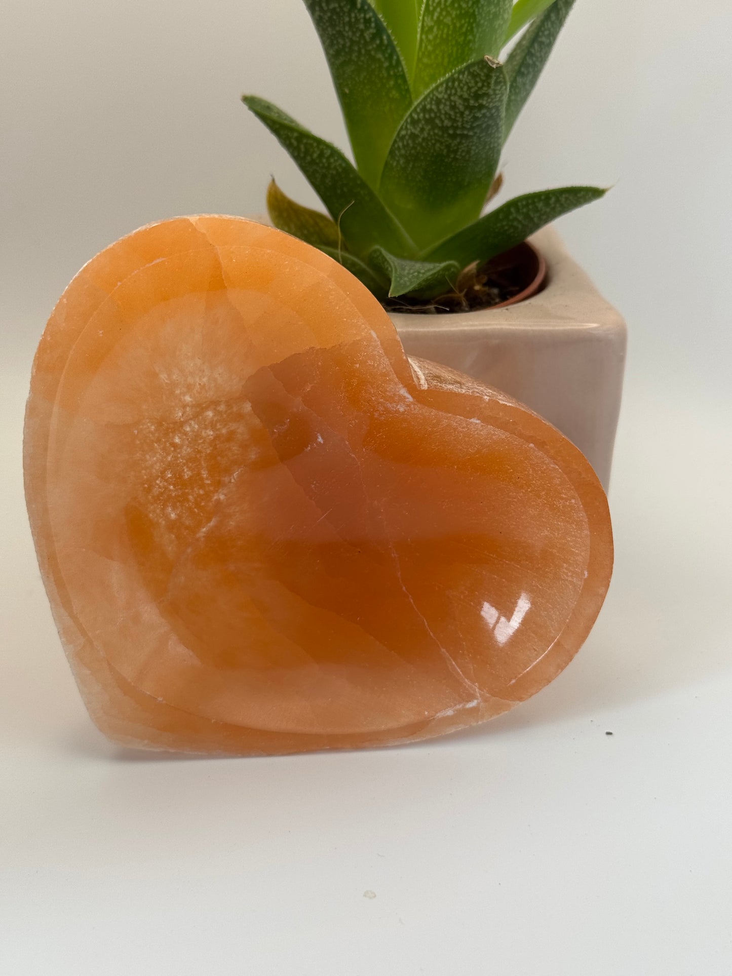 Orange Selenite Crystal Heart Bowl