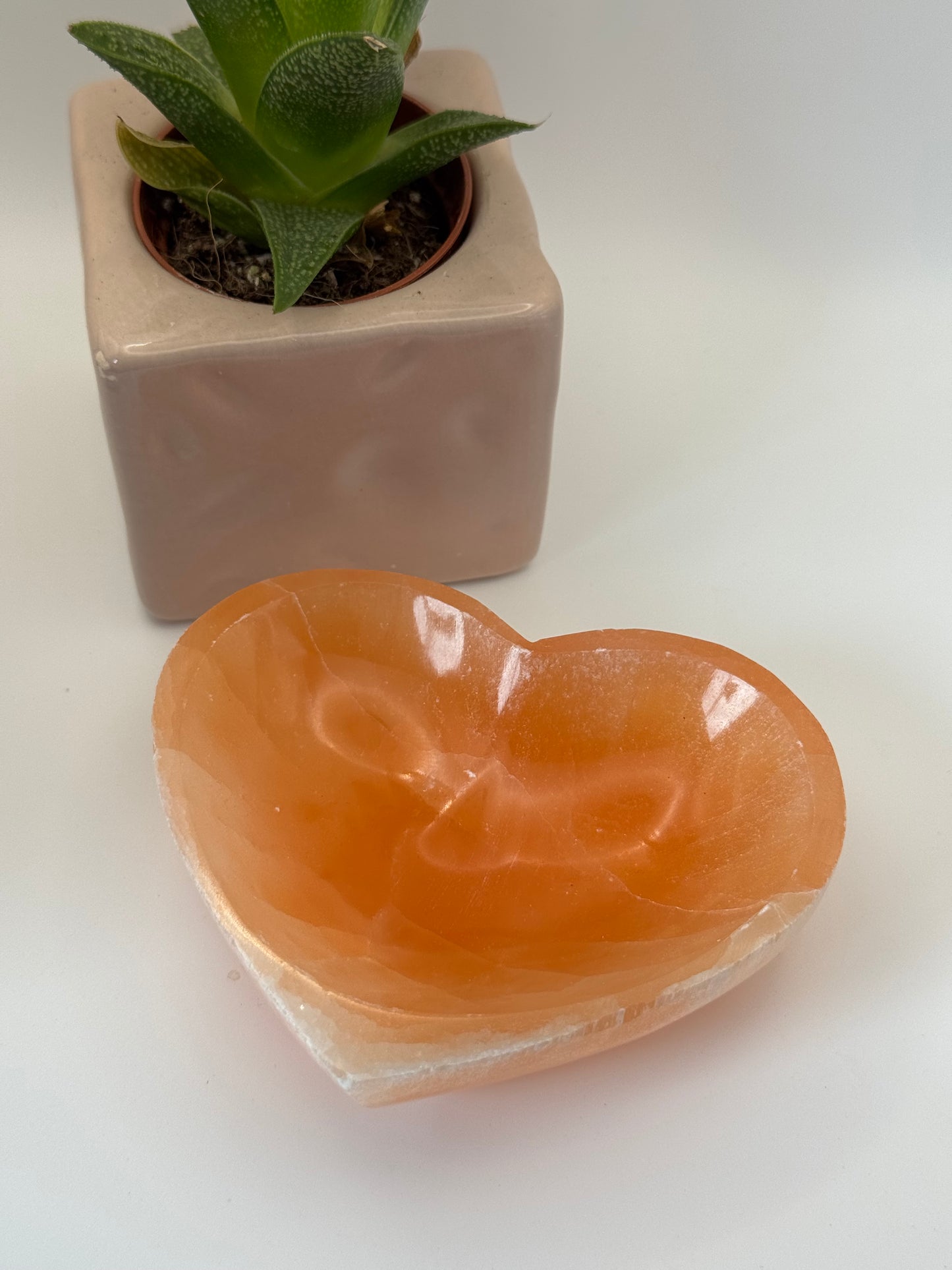 Orange Selenite Crystal Heart Bowl