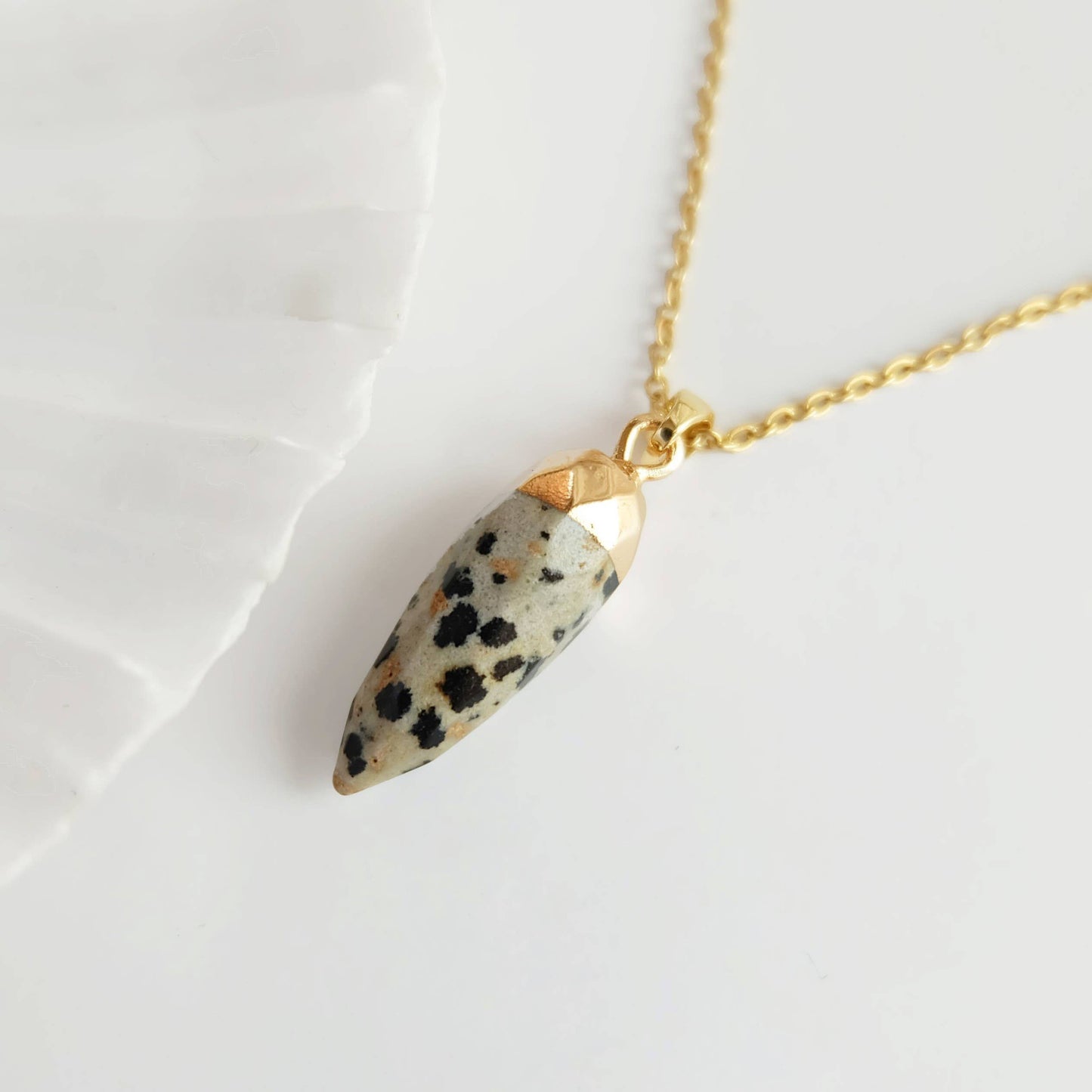 Dalmatian Jasper Gemstone Spike Necklace