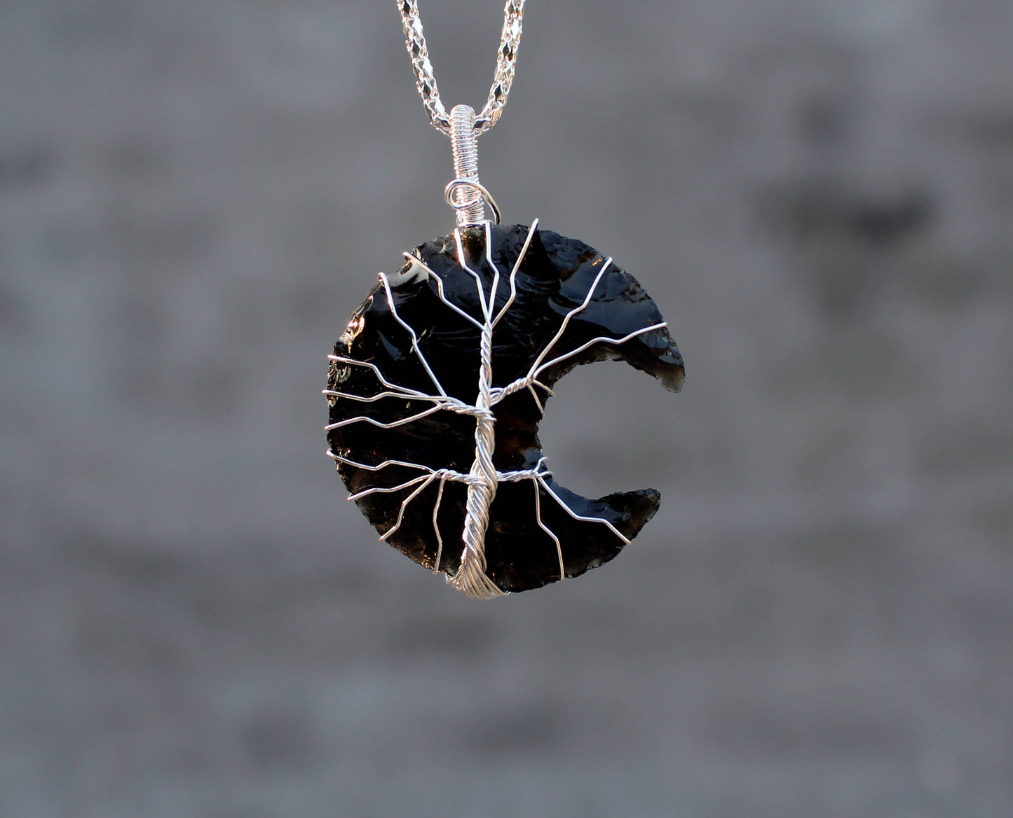 Black Obsidian Moon Necklace