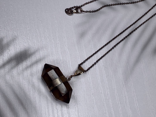 Smoky Quartz double point and Chain