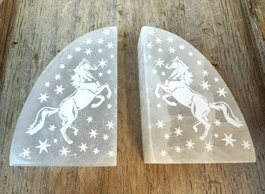 Selenite pair of book ends