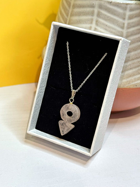 Rose Quartz Male Gender Symbol and Chain