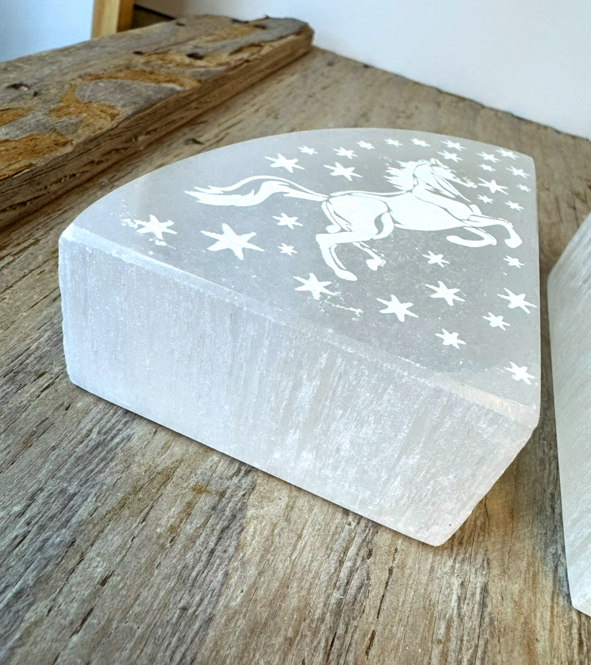 Selenite pair of book ends