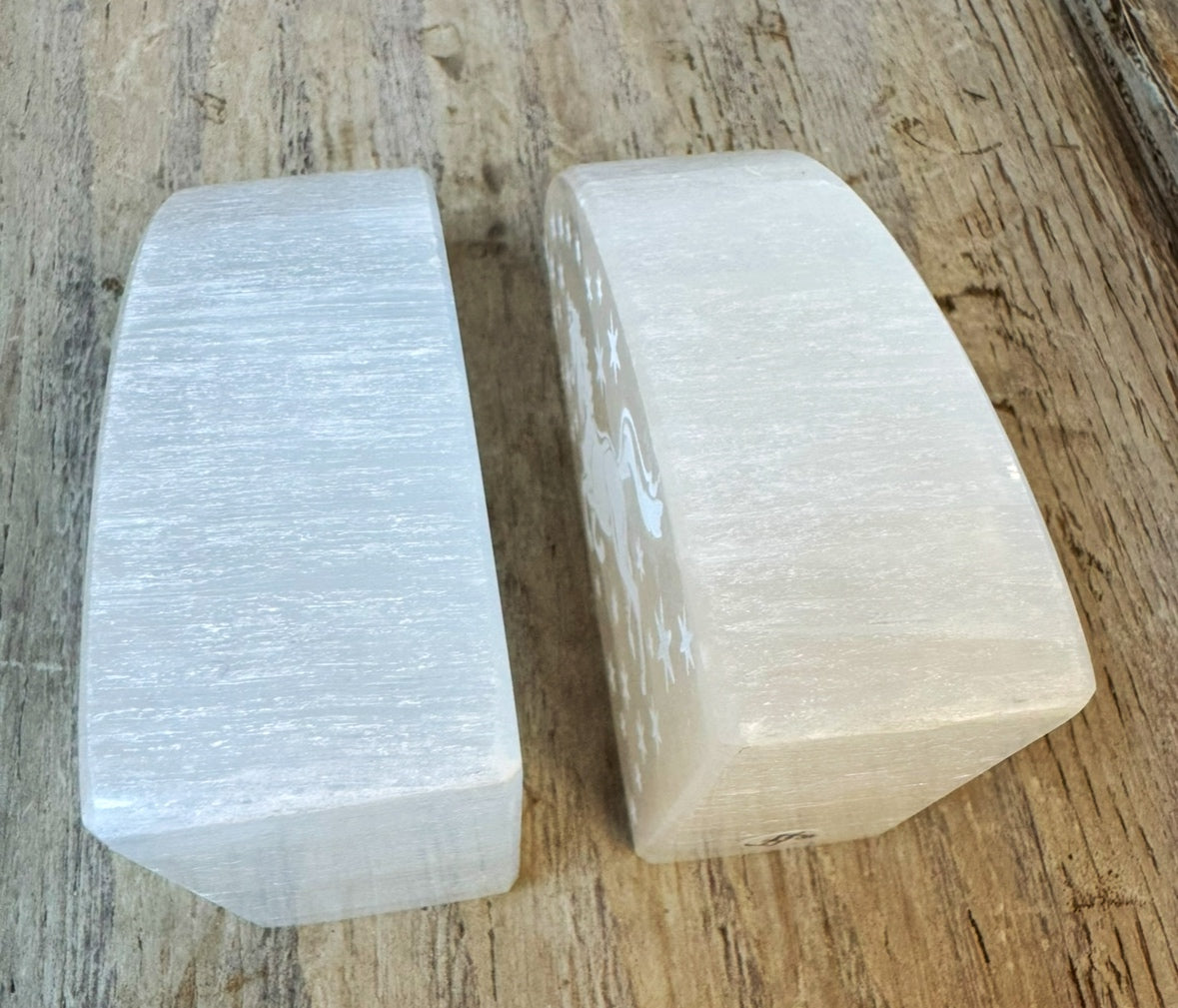 Selenite pair of book ends