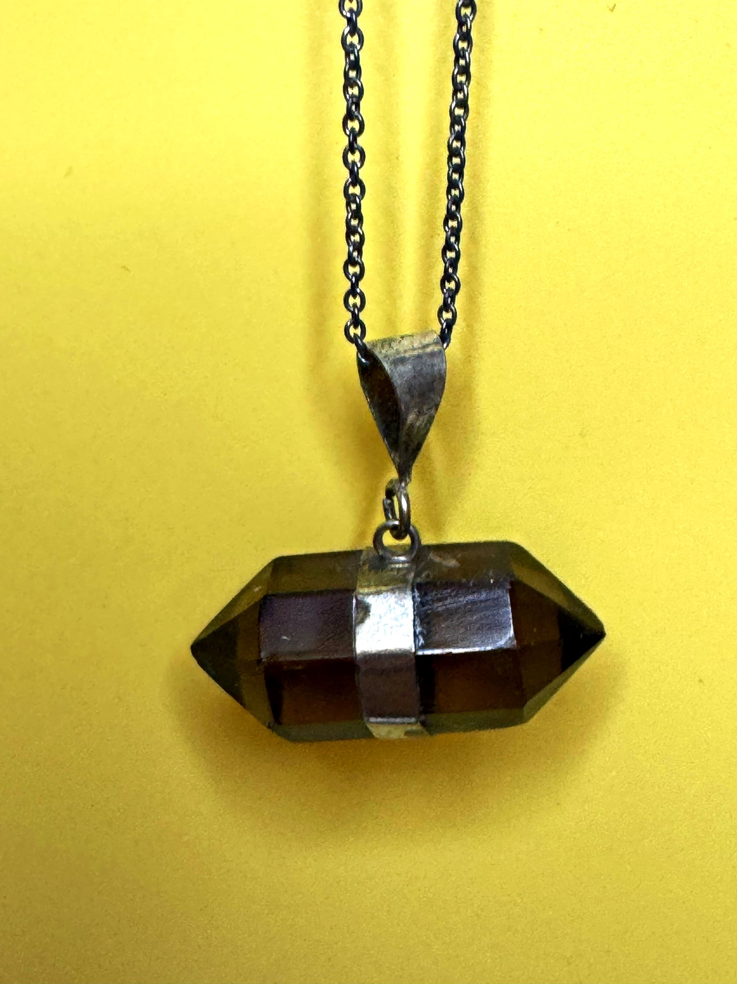 Smoky Quartz double point and Chain