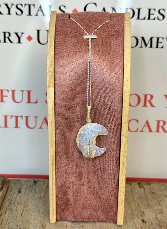 Opalite Moon pendant & 22" Sterling Silver chain