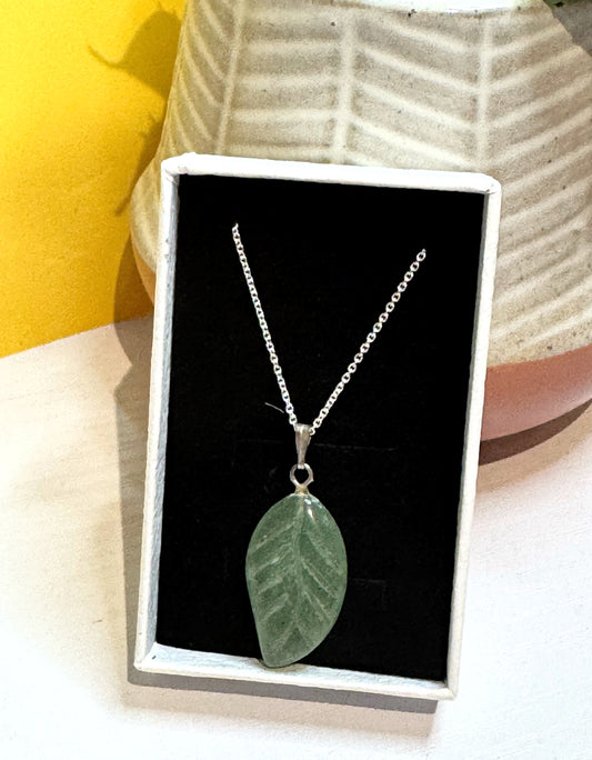 Green Aventurine leaf necklace