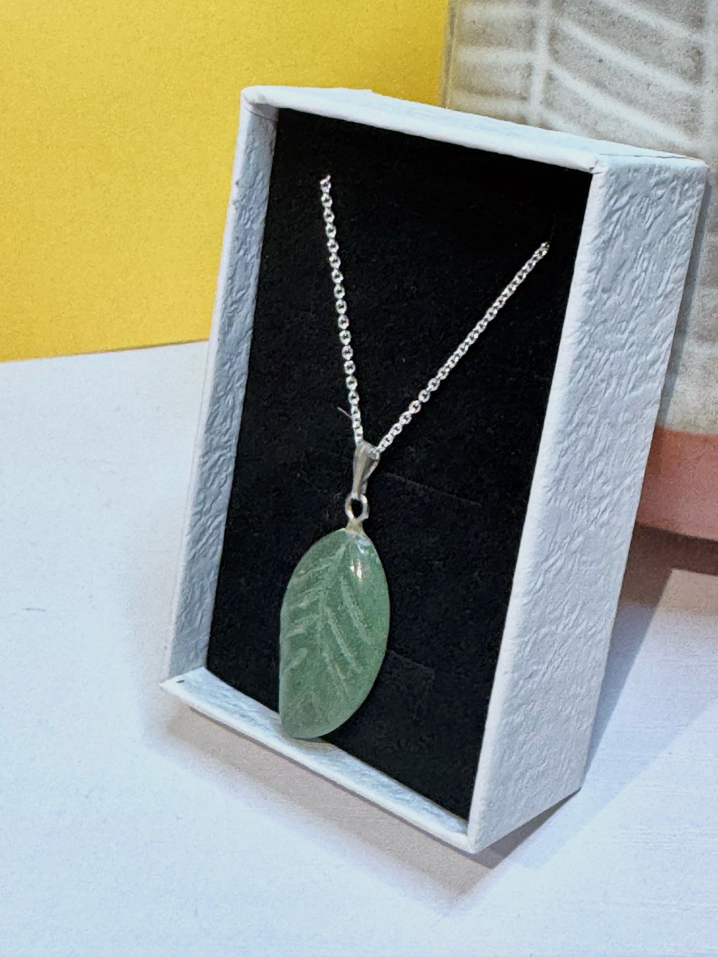 Green Aventurine leaf necklace
