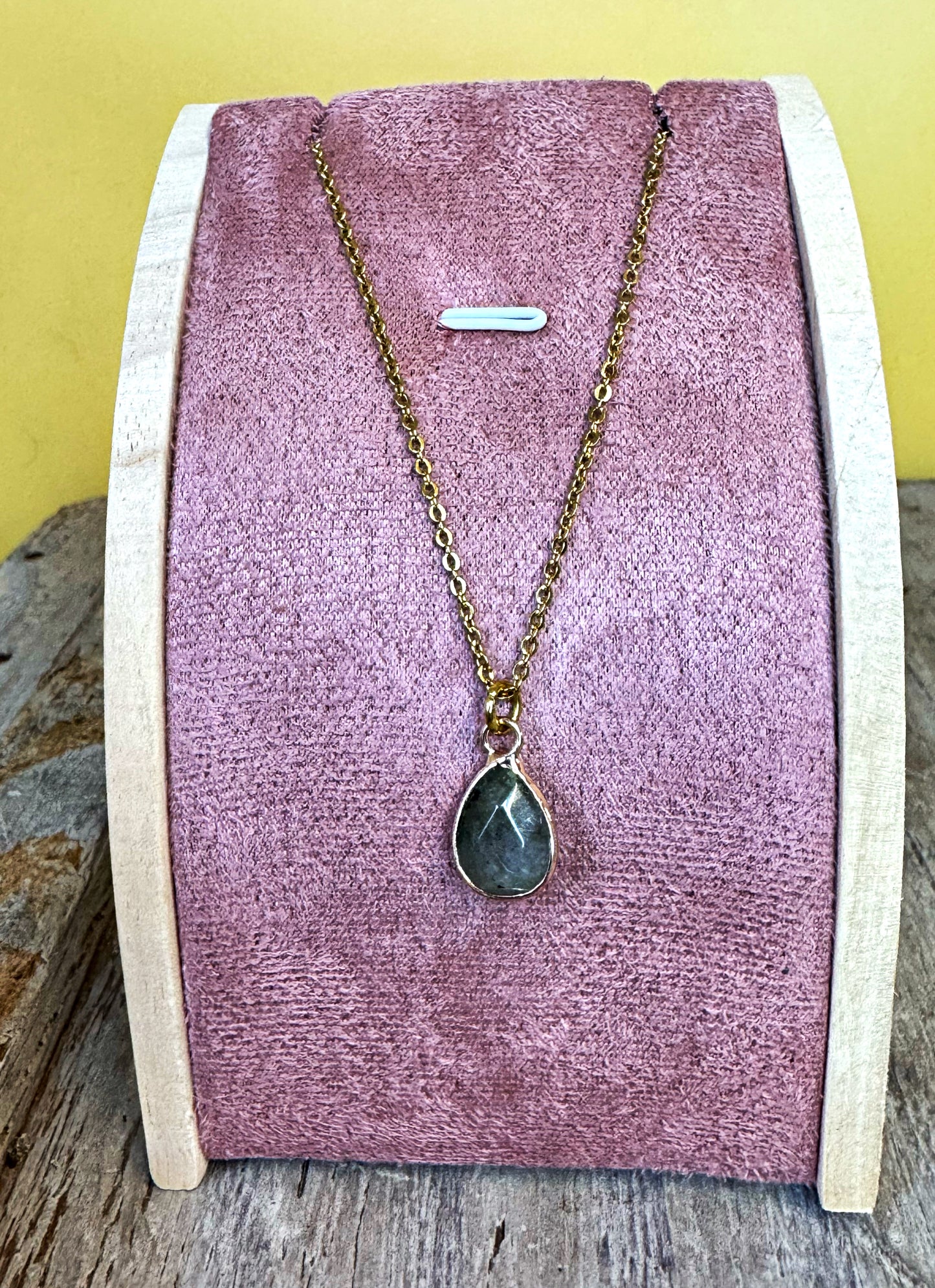 Dainty Drop Necklace: Labradorite