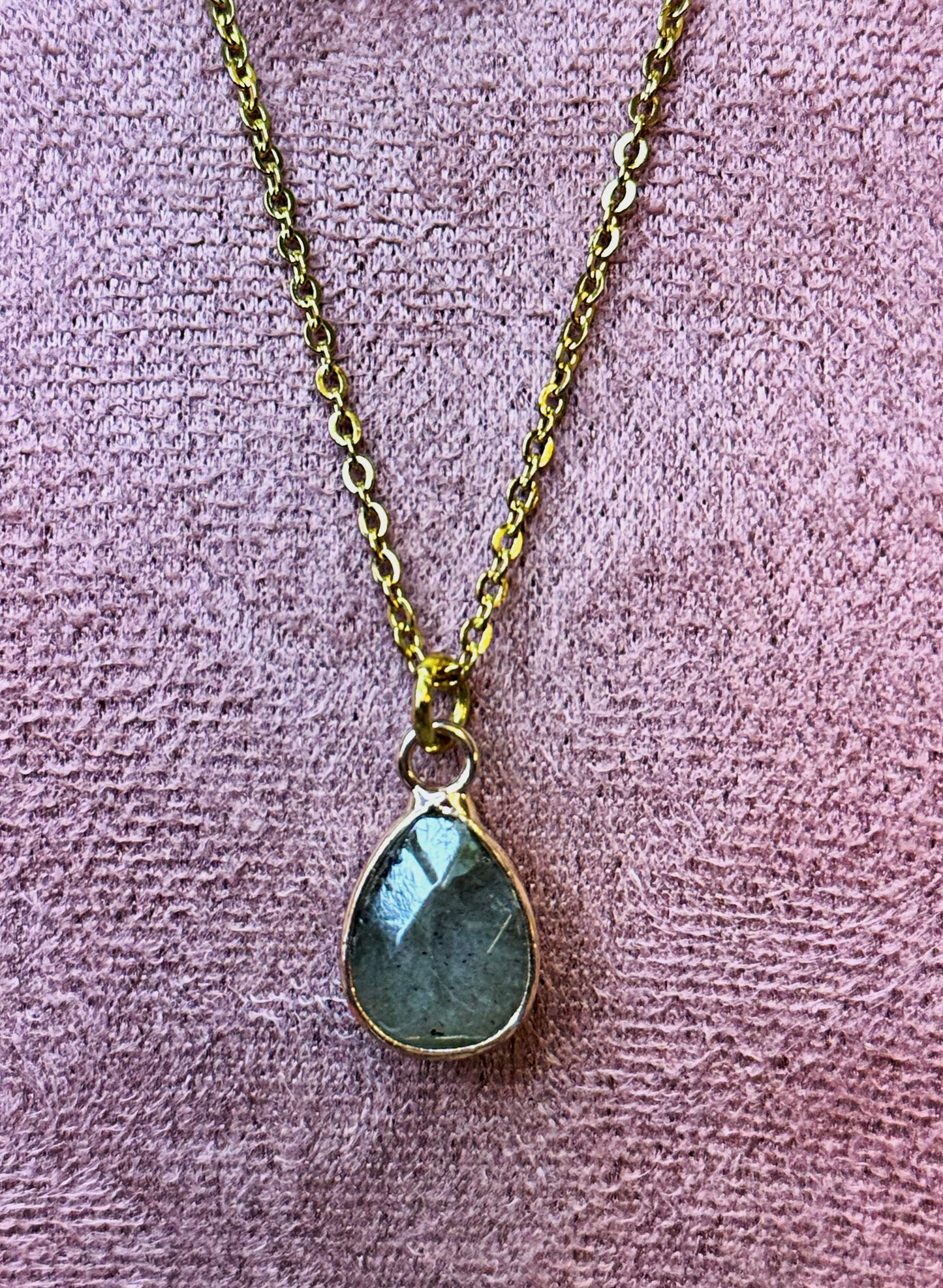 Dainty Drop Necklace: Labradorite