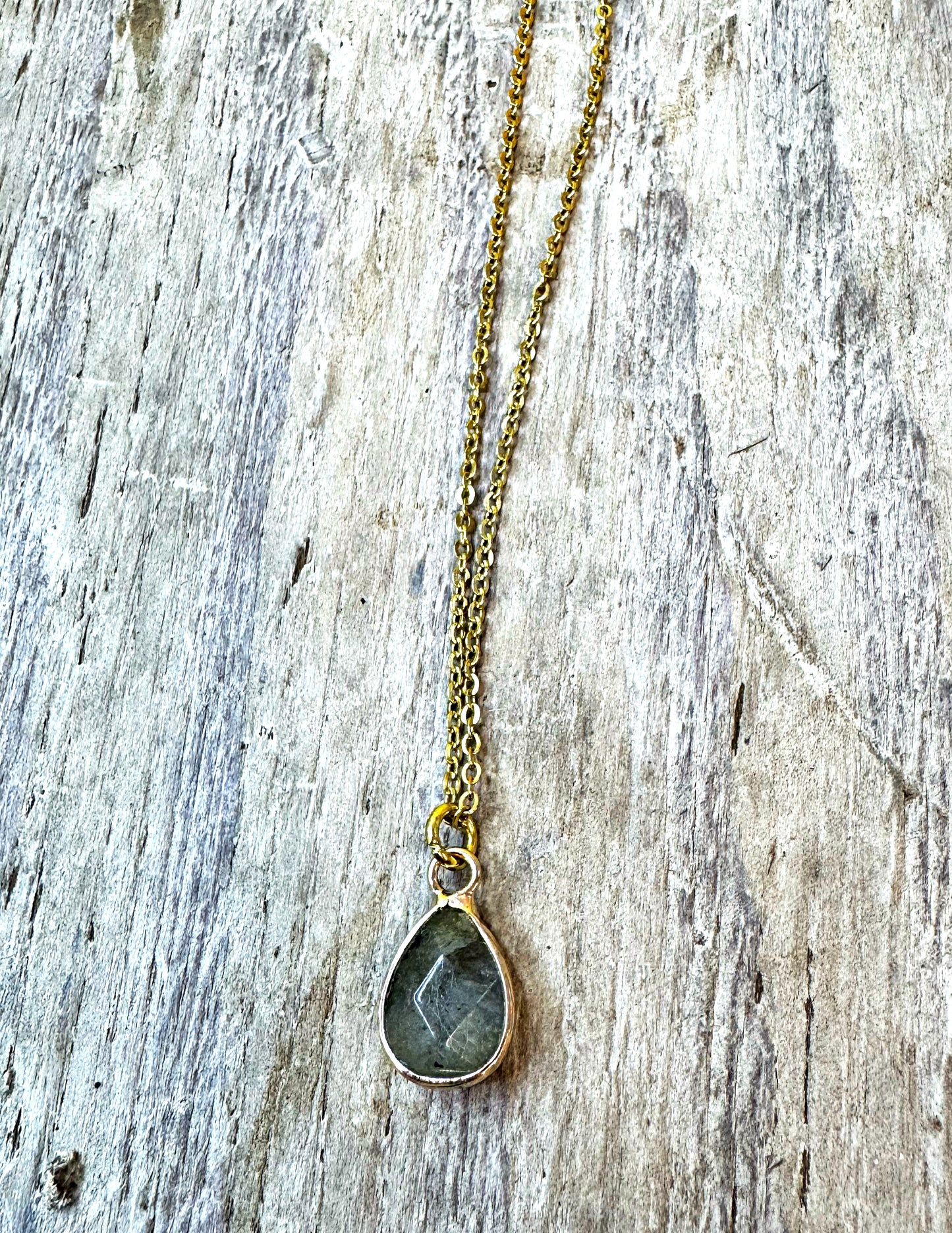 Dainty Drop Necklace: Labradorite