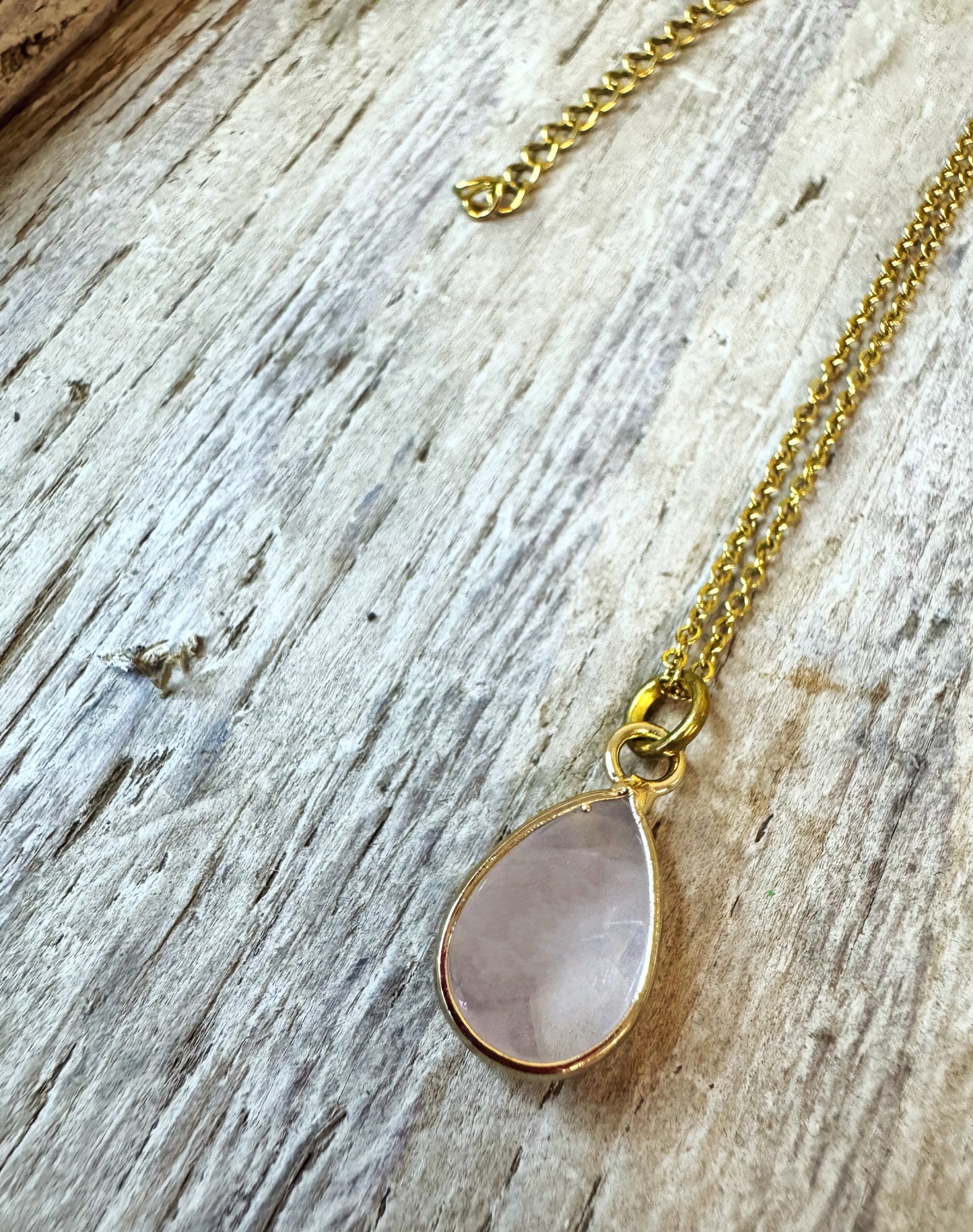 Dainty Drop Necklace: Rose Quartz