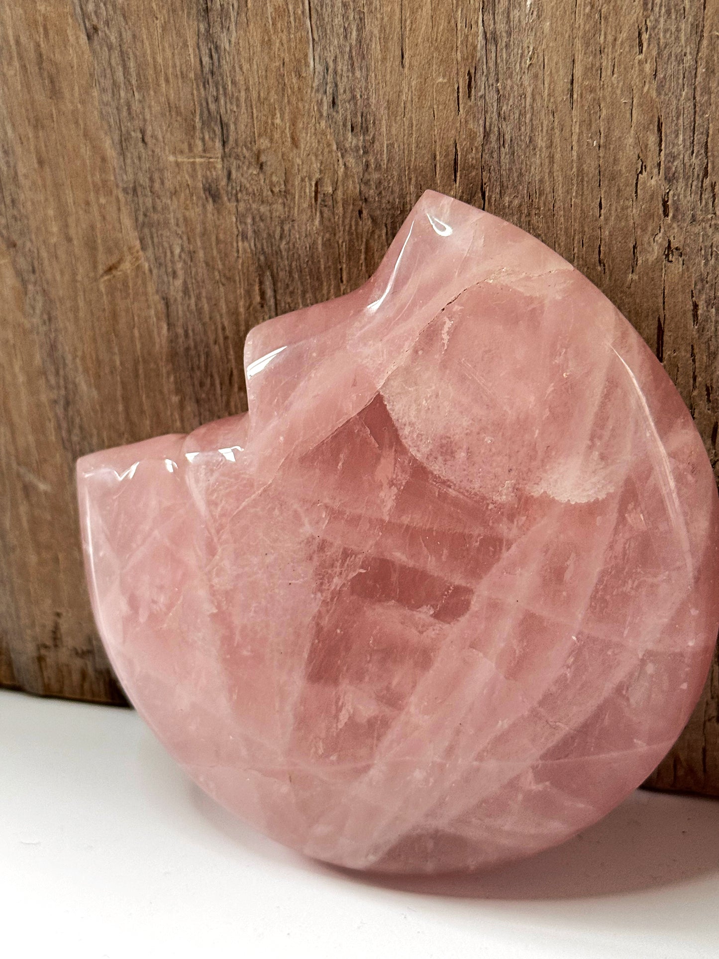 Rose Quartz Crystal Moon Carving (B)