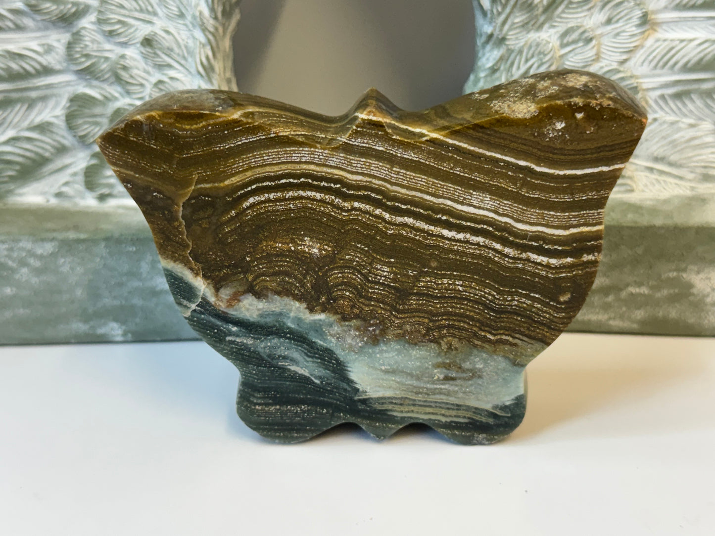 Ocean Jasper Crystal Butterfly Carving - A