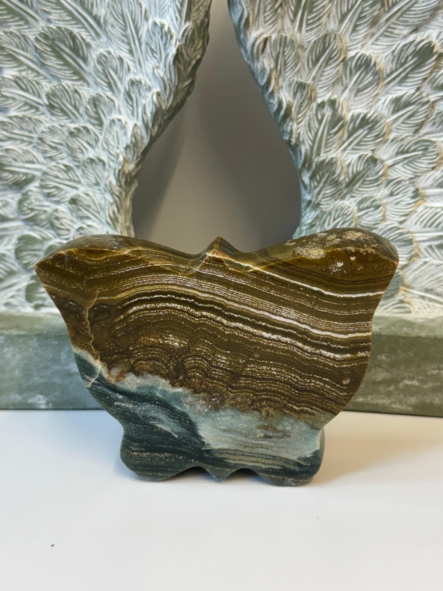 Ocean Jasper Crystal Butterfly Carving - A