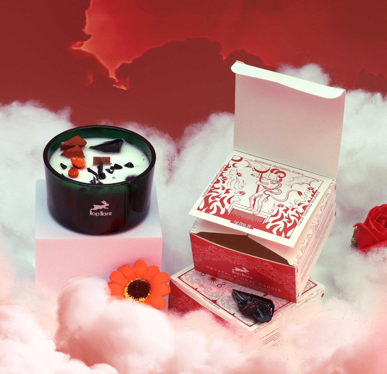 Hop Hare Crystal Magic Flower Candle - The Devil