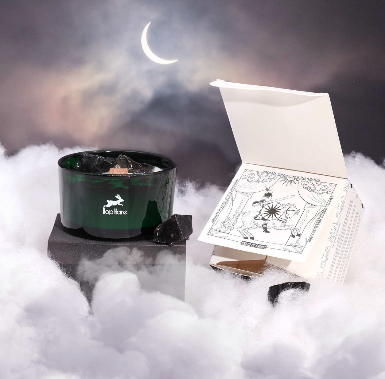 Hop Hare Crystal Magic Flower Candle - The Knight of Swords